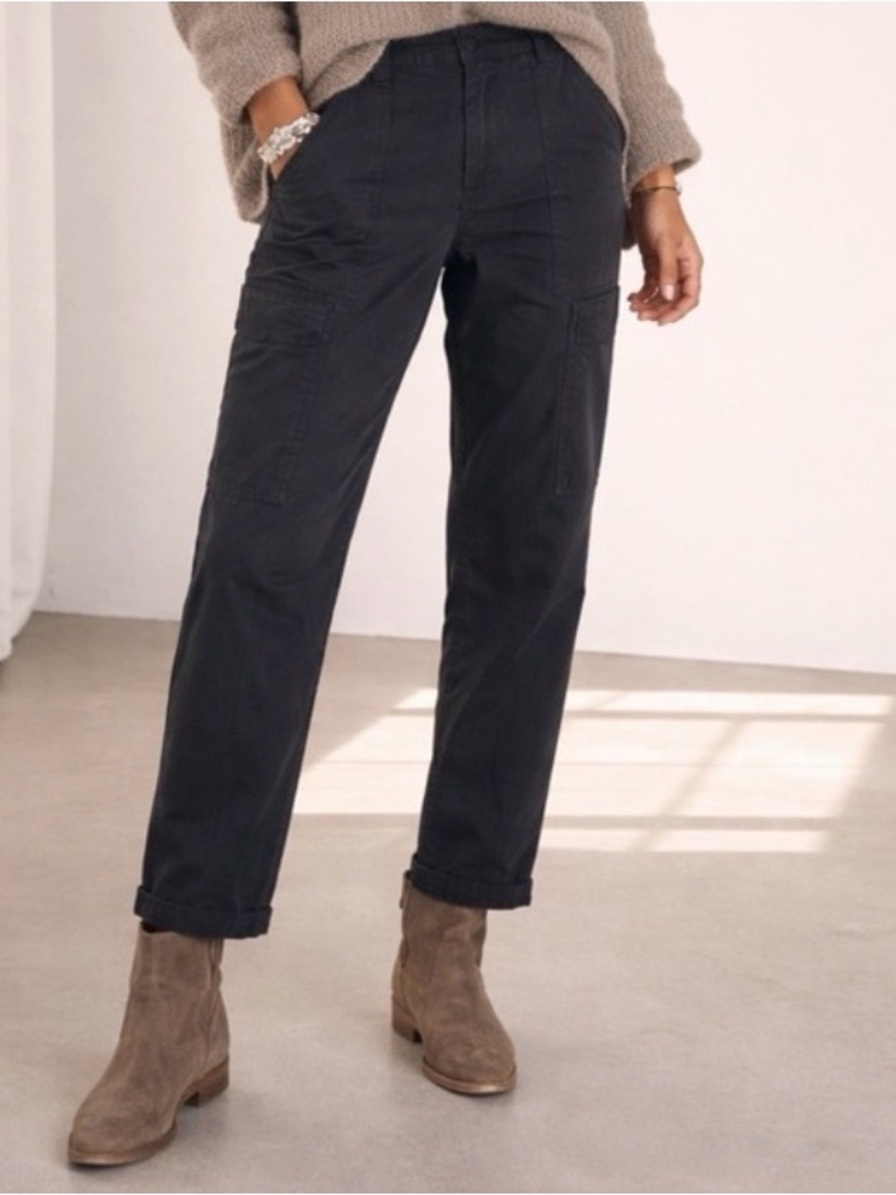 Juicy Couture Black Cargo Pants High Rise Pull On Stretch Pockets Y2K Utility XS